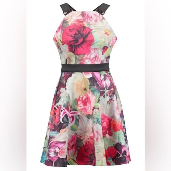 Ted Baker Samra Floral-Swirl Skater Dress, Fuchsia - US Size 4 NWOT - Picture 1 of 15